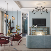 Интерьер гостиной в стиле фьюжн