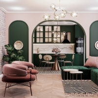 Интерьер гостиной в стиле Нео-мемфис